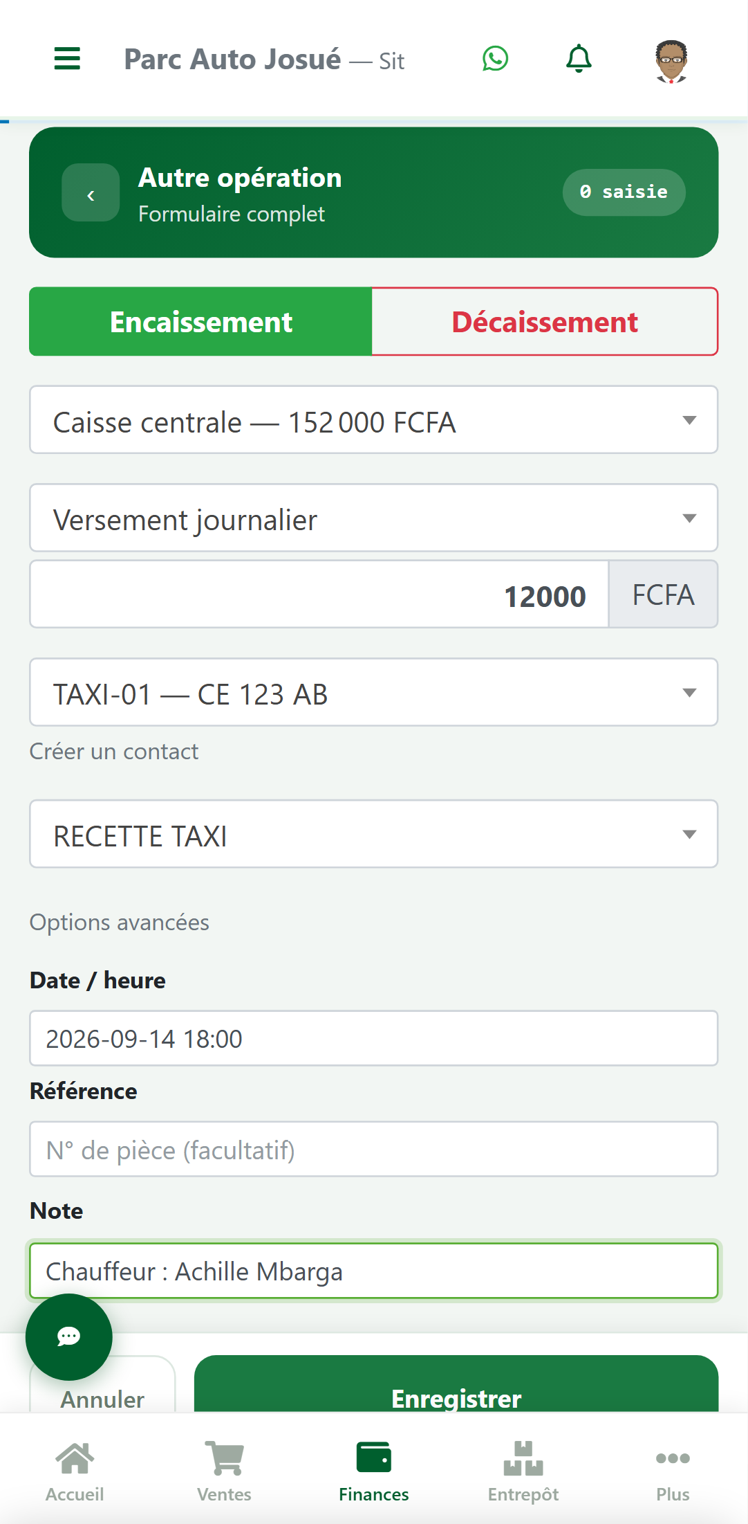 Le même formulaire d'encaissement, en version mobile responsive de zBilling.net